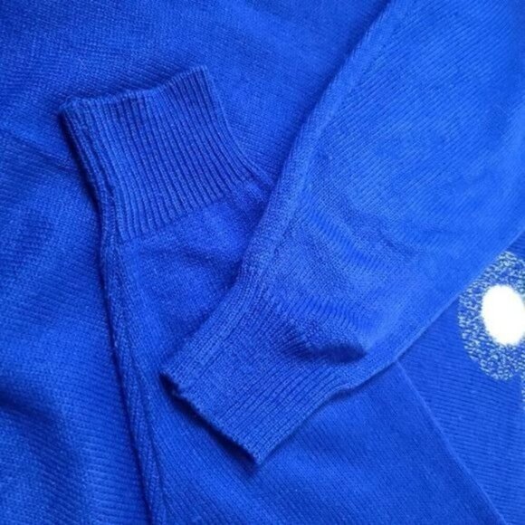 Vintage 80's Blue Silver Sparkles Geometric Wool Blend Cozy Sweater - Picture 11 of 11